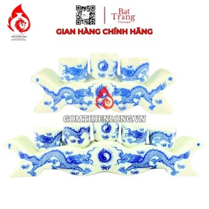 Bộ Kỷ Chén Thờ Men Lam Vẽ Long Chầu Nguyệt 231051