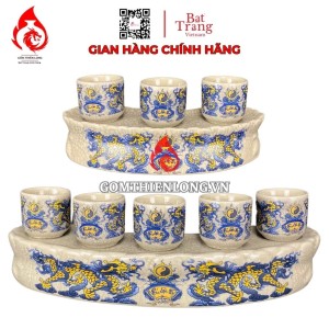 Bộ Kỷ Chén Thờ Men Rạn Long Chầu Nguyệt 231059