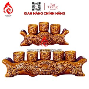 Bộ Kỷ Chén Thờ Men Vàng Hoàng Thổ Đắp Rồng 231063