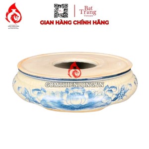 Chân Đế Bát Hương Bằng Sứ Men Rạn Vẽ Sen 231037S