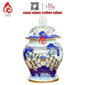 Chóe Thờ Bát Tràng Men Lam Vẽ Vàng Hoa Sen 230238