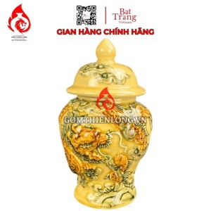 Chóe Thờ Bát Tràng Men Rạn Vàng Đắp Nổi Cá Chép Hóa Rồng 230247