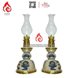 Đèn Dầu Thờ Bát Tràng Men Rạn Bọc Đồng 230140