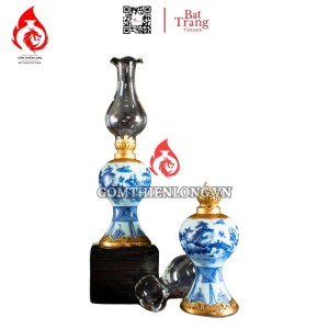 Đèn Dầu Thờ Bát Tràng Dáng Chân Váy Sơn Thủy 230216