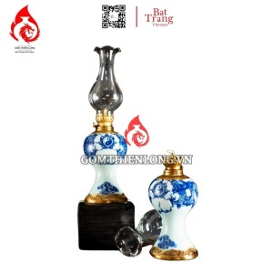 Đèn Dầu Thờ Bát Tràng Dáng Chân Váy Long Chầu Nguyệt 230215