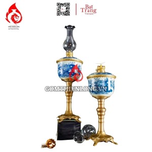 Đèn Dầu Thờ Bát Tràng Cỡ Lớn Vẽ Hoa Sen 230211