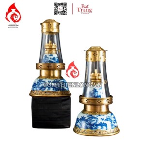 Đèn Dầu Thờ Bát Tràng Dáng Bát Úp Sơn Thủy 230214