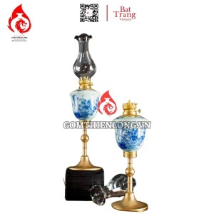 Đèn Dầu Thờ Bát Tràng Dáng Tống Vẽ Hoa Sen 230228