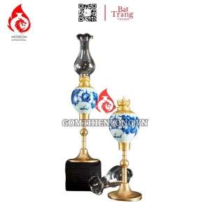 Đèn Dầu Thờ Bát Tràng Dáng Lê Vẽ Long Chầu Nguyệt 230222