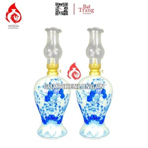 Đèn Dầu Thờ Bát Tràng Men Lam Hoa Sen 230150