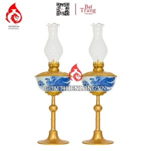 Đèn Dầu Thờ Bát Tràng Dáng Bát Men Lam Vẽ Phượng 230183