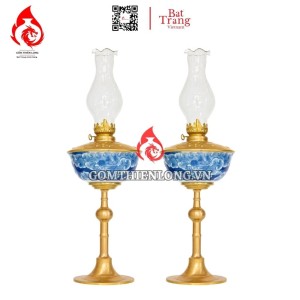 Đèn Dầu Thờ Bát Tràng Dáng Bát Men Lam Vẽ Long Ẩn 230184