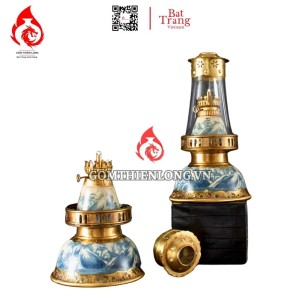 Đèn Dầu Thờ Bát Tràng Dáng Bát Úp Men Rạn Vẽ Sơn Thủy 230193