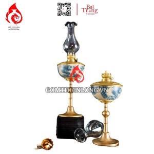 Đèn Dầu Thờ Bát Tràng Dáng Bầu Men Rạn Vẽ Rồng 230195