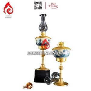 Đèn Dầu Thờ Bát Tràng Men Rạn Dáng Trần Vẽ Sơn Thủy 230204