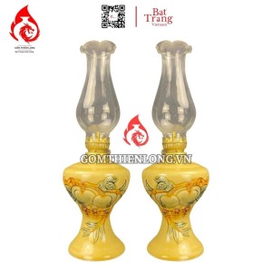 Đèn Dầu Thờ Bát Tràng Men Rạn Vàng Hoàng Lưu Ly 230162