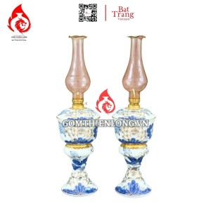 Đèn Dầu Thờ Bát Tràng Cỡ Đại Bát Cây Vẽ Vàng Hoa Sen 230160