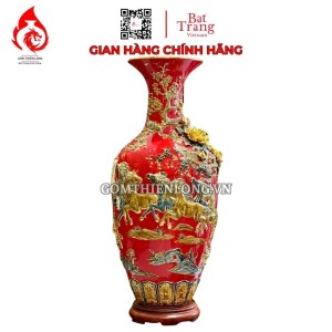 Lọ Độc Bình Gốm Sứ Bát Tràng Màu Đỏ Mã Đáo Thành Công 231211