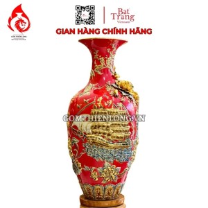 Lọ Độc Bình Gốm Sứ Bát Tràng Màu Đỏ Thuận Buồm Xuôi Gió 231216