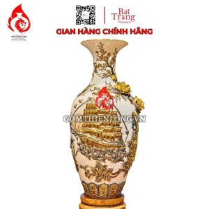 Lọ Độc Bình Gốm Sứ Bát Tràng Màu Trắng Thuận Buồm Xuôi Gió 231217