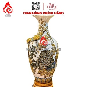 Lọ Độc Bình Gốm Sứ Bát Tràng Màu Trắng Công Hoa Phú Quý 231207