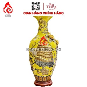 Lọ Độc Bình Gốm Sứ Bát Tràng Màu Vàng Thuận Buồm Xuôi Gió 231214