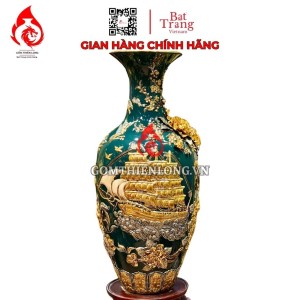 Lọ Độc Bình Gốm Sứ Bát Tràng Màu Xanh Lục Bảo Thuận Buồm Xuôi Gió 231215