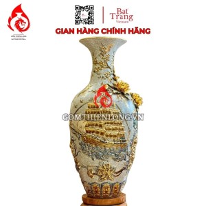 Lọ Độc Bình Gốm Sứ Bát Tràng Men Rạn Thuận Buồm Xuôi Gió 231213