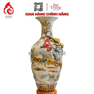 Lọ Độc Bình Gốm Sứ Bát Tràng Men Rạn Mã Đáo Thành Công 231208