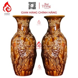 Lộc Bình Bát Tràng Men Hoàng Thổ Công Hoa Phú Quý 230996