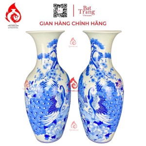 Lộc Bình Bát Tràng Men Lam Công Hoa Phú Quý 231002