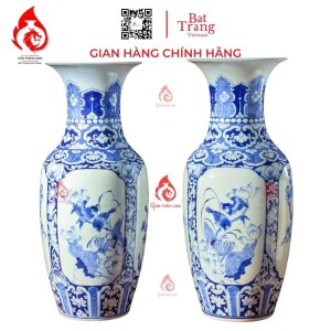 Lộc Bình Bát Tràng Men Lam Tứ Cảnh Chim Hoa 230978