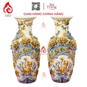 Lộc Bình Bát Tràng Men Rạn Đắp Nổi Phúc Lộc Thọ 230966