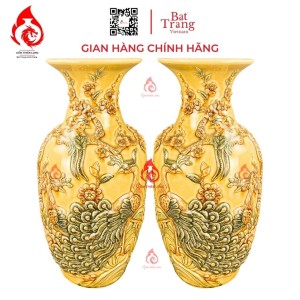 Lộc Bình Bát Tràng Men Rạn Vàng Công Hoa Phú Quý 230993