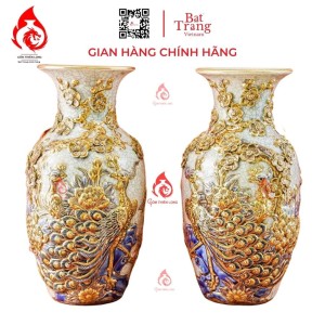 Lộc Bình Men Rạn Bát Tràng Vẽ Vàng Công Đào 230974
