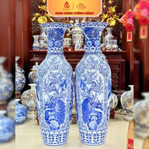 Lộc Bình Bát Tràng Men Lam Tứ Cảnh 230123