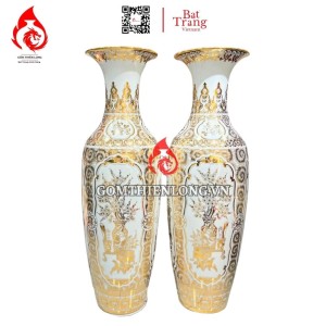 Lộc Bình Bát Tràng Cổ Đồ Vẽ Vàng Hoàng Kim 230129