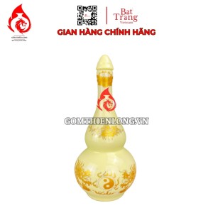Nậm Rượu Thờ Bát Tràng Men Vàng Vẽ Ánh Kim 240137