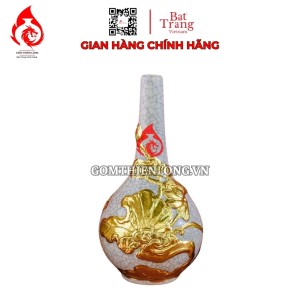 Nậm Rượu Thờ Bát Tràng Men Rạn Dát Vàng Hoa Sen 240146