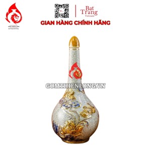 Nậm Rượu Thờ Bát Tràng Men Rạn Vẽ Vàng 240147