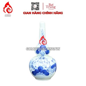 Nậm Rượu Thờ Bát Tràng Men Xanh Lam Vẽ Hoa Sen 240123