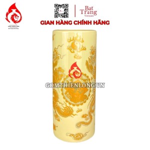 Ống Đựng Nhang Bát Tràng Màu Vàng Vẽ Rồng Phượng 231082