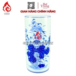 Ống Đựng Nhang Bát Tràng Men Lam Ngọc Vẽ Hoa Sen 231091