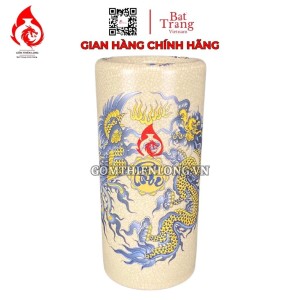 Ống Đựng Nhang Bát Tràng Men Rạn Rồng Phượng 231084