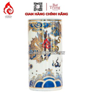 Ống Đựng Nhang Bát Tràng Men Lam Vẽ Vàng Long Vân 231076