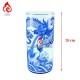 Ống Đựng Nhang Bằng Sứ Men Lam Ngọc Vẽ Long Cuốn Thủy 231091R