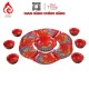 Bộ Bát Đĩa Hoa Mặt Trời Men Màu Đỏ Đắp Nổi Hoa Sen 240107