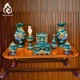 Bộ Đồ Thờ Bát Tràng Màu Xanh Lục Bảo Đắp Nổi 240101