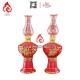 Đèn Dầu Thờ Bát Tràng Màu Đỏ Vẽ Vàng 230178