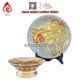 Mâm Bồng Sứ Bát Tràng Men Rạn Đắp Nổi Dát Vàng Phượng Đào 231123